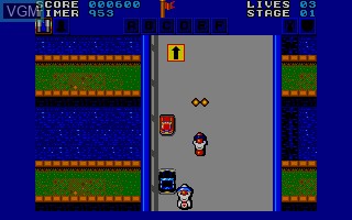 In-game screen of the game Action Fighter on Commodore Amiga