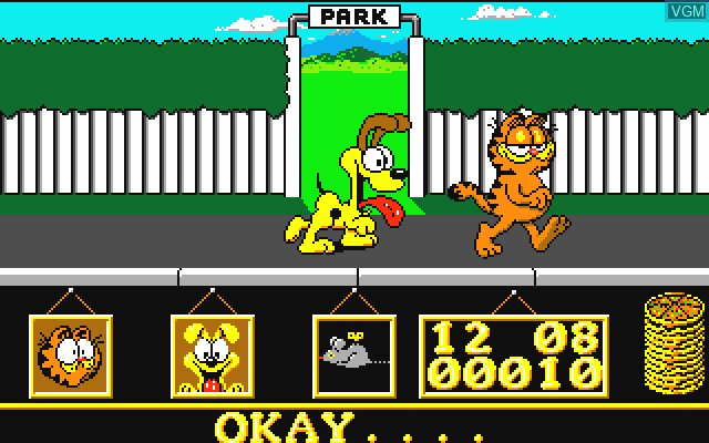 In-game screen of the game Garfield - Big Fat Hairy Deal on Commodore Amiga
