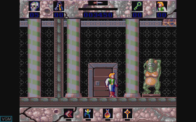 In-game screen of the game Horror Zombies From The Crypt on Commodore Amiga