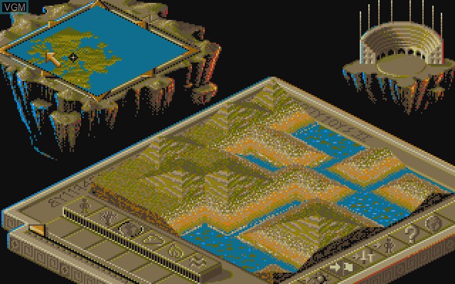 In-game screen of the game Populous II on Commodore Amiga
