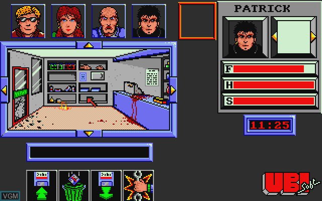 In-game screen of the game Zombi on Commodore Amiga