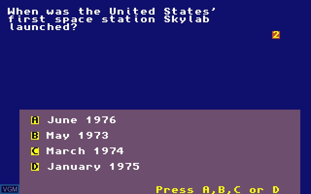 In-game screen of the game Answer Back - Senior Quiz on Commodore Amiga