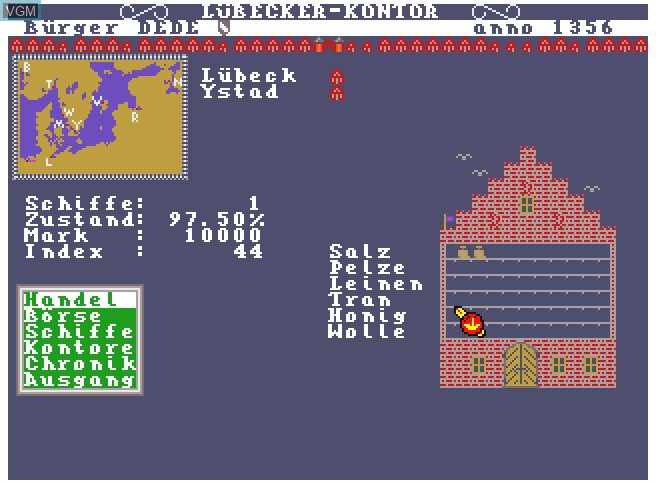 In-game screen of the game Hanse on Commodore Amiga