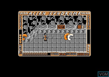 In-game screen of the game Alien Syndrome on Amstrad CPC