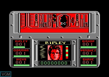 In-game screen of the game Aliens on Amstrad CPC