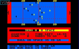 In-game screen of the game American Football on Amstrad CPC