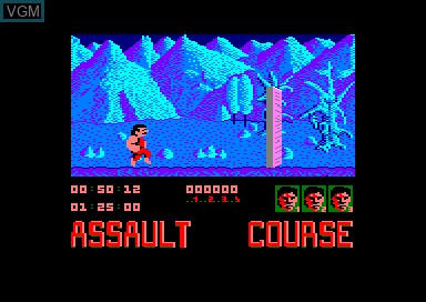 In-game screen of the game Assault Course on Amstrad CPC