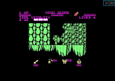 In-game screen of the game Black Tiger on Amstrad CPC