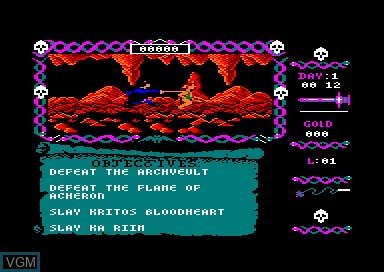 In-game screen of the game Blood Valley on Amstrad CPC