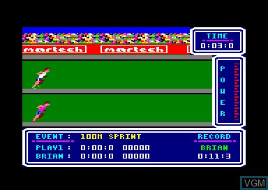 In-game screen of the game Brian Jack Superstar Challenge on Amstrad CPC