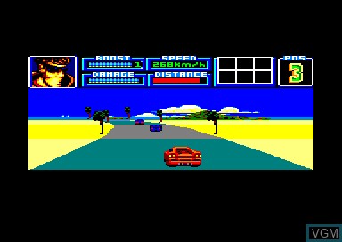 In-game screen of the game Crazy Cars 3 on Amstrad CPC
