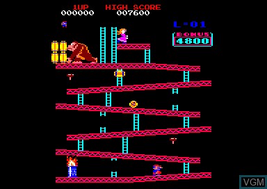 In-game screen of the game Donkey Kong on Amstrad CPC