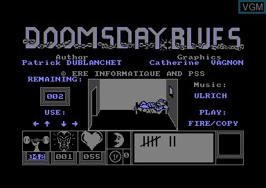 In-game screen of the game Doomsday Blues on Amstrad CPC