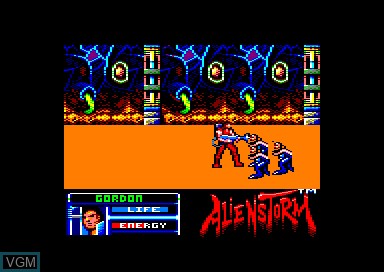 In-game screen of the game Alien Storm on Amstrad CPC