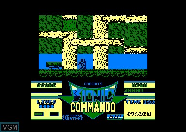In-game screen of the game Bionic Commando on Amstrad CPC