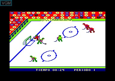 In-game screen of the game Hockey on Amstrad CPC