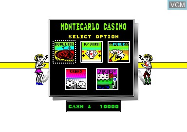 In-game screen of the game Monte Carlo Casino on Amstrad CPC