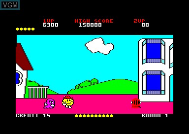 In-game screen of the game Pac-Land on Amstrad CPC