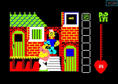 In-game screen of the game Popeye on Amstrad CPC