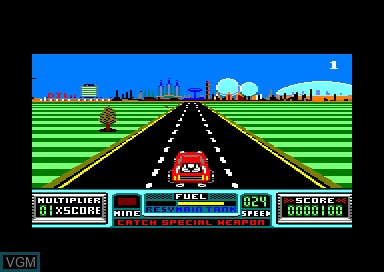 In-game screen of the game Road Blasters on Amstrad CPC