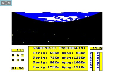 In-game screen of the game Space Shuttle Simulateur on Amstrad CPC