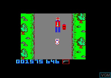 In-game screen of the game Spy Hunter on Amstrad CPC