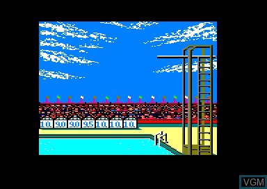 In-game screen of the game Summer Games on Amstrad CPC