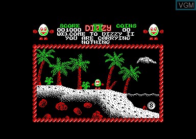 In-game screen of the game Dizzy 2 - Treasure Island Dizzy on Amstrad CPC