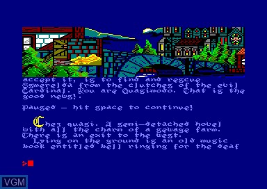 In-game screen of the game Hunchback - The Adventure on Amstrad CPC