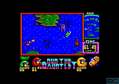 In-game screen of the game Run the Gauntlet on Amstrad CPC