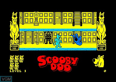 In-game screen of the game Scooby Doo in the Castle Mystery on Amstrad CPC