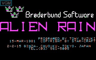 Title screen of the game Alien Rain on Apple II