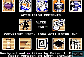 Title screen of the game Alter Ego on Apple II
