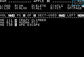 In-game screen of the game Ape Escape & Crazy Climber & Human Fly on Apple II