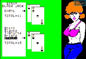 In-game screen of the game Strip Blackjack on Apple II