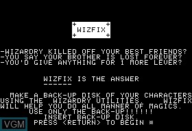 In-game screen of the game Wizfix - Wizardry Editor on Apple II