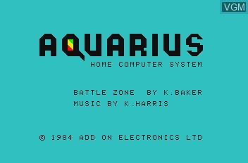 Title screen of the game 3D Battle Zone on Mattel Aquarius