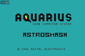 Title screen of the game Astrosmash on Mattel Aquarius