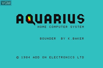 Title screen of the game Bounder on Mattel Aquarius