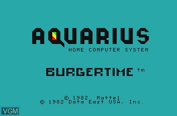 Title screen of the game Burgertime on Mattel Aquarius