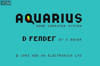 Title screen of the game D-Fenders on Mattel Aquarius