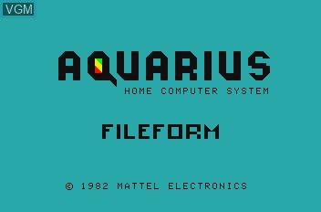 Title screen of the game File Form on Mattel Aquarius
