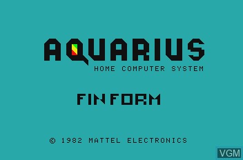 Title screen of the game Finform on Mattel Aquarius