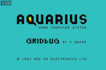 Title screen of the game Gridbug on Mattel Aquarius