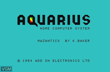 Title screen of the game Mazantics on Mattel Aquarius