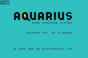 Title screen of the game Postman Pot on Mattel Aquarius