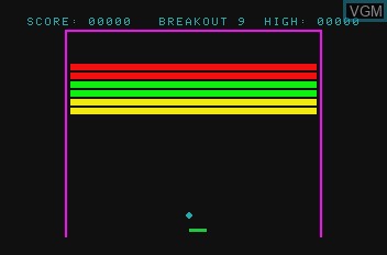 In-game screen of the game Breakout on Mattel Aquarius