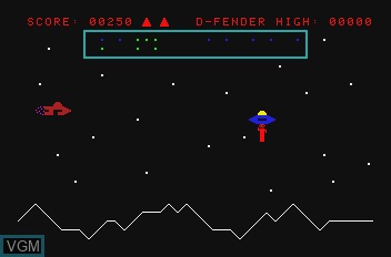 In-game screen of the game D-Fenders on Mattel Aquarius