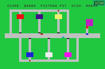 In-game screen of the game Postman Pot on Mattel Aquarius