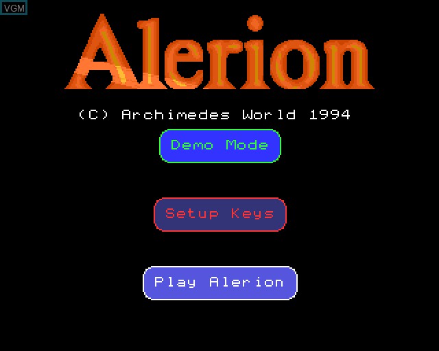 Title screen of the game Alerion on Acorn Archimedes